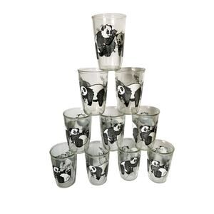 Vintage Set of 10 BROCKWAY Penn Maid Sour Cream Swanky Swigs Glass panda bear